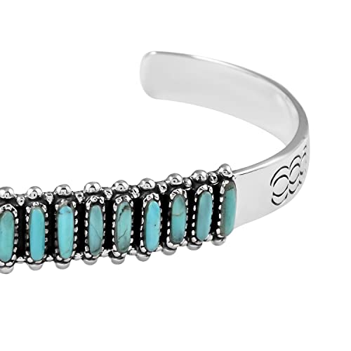 Shop Lc Santa Fe Style Turquoise 925 Sterling Silver Cuff Bangle Bracelet Southwest For Women Jewelry Gifts Size 7" Ct 6.15 Engagement Anniversary Wedding Promise Boho Western Birthday Gifts #TOP2