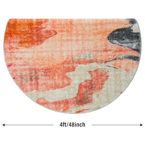 Image of Carvapet 4ft Washable Round Rug Modern Abstract Circle Rug