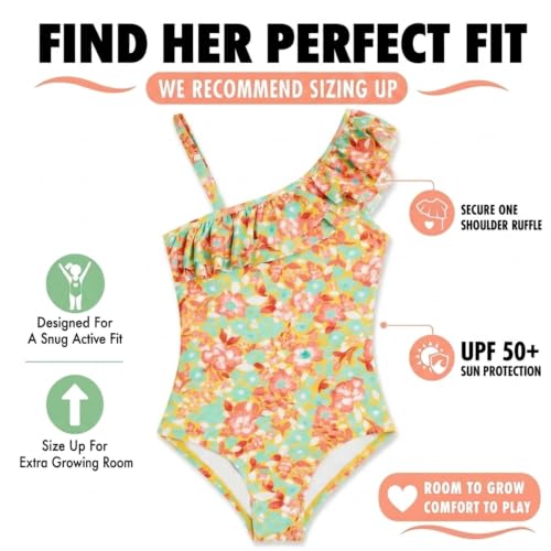 Image of Kanu Surf Girls Morgan Floral Ruffle 1-Shoulder 1-piece Swimsuit