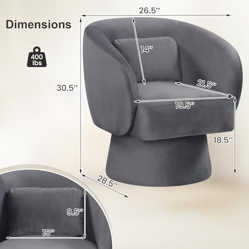 Sillón giratorio tapizado en peluche Gris miniatura 3