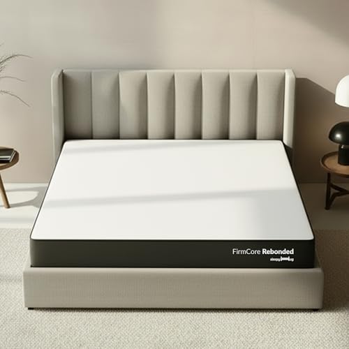 Image of SleepyHug Firmcore Rebonded Reversible Mattress | Extra Firm Support | Anti-Sag Durability | Dual-Side Usable | 72x72x5 Inches, Black & Grey