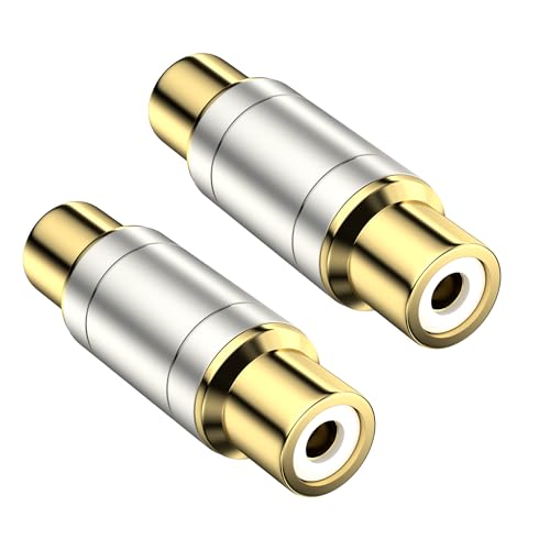 Image of VANAUX 2-Pack Gold Plated RCA Female to Female Coupler,Barrel Connectors Adapters Extend Subwoofer RCA Cables for HDTV,Speakers, Amplifiers, Car Audio