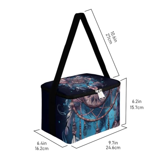GzLeyigou Lunch Bags for Women Men 9 Cans,Dreamcatcher Bohemian Hot & Cold Food Delivery Bag Insulated Grocery Bag Insulated Lunch Box Dream Catcher Cooler Bag for Office Work Picnic Beach