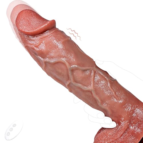 Huge Thrusting Dildo Vibrator Realistic - Thick Dildo Platinum Silicone Sex Toys Penis with 3 Thrusting & 10 Vibrating & Heating Modes Anal G Spot Dildo Adult Toys for Men and Women