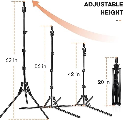 CASDUCT Mannequin-Kopfständer, 160 cm, verstellbarer Perückenständer, verstärktes Metall, Mannequinkopfständer für Kosmetologie, Friseurtraining, Schwarz