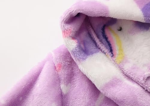 Image of Kids Hooded Bathrobe Girls Soft Plush Hooded Flannel Pajamas Sleepwear Boys Spa Robe
