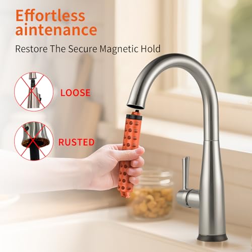 Image of RP80977 Magnet Replacement Kit for Delta Kitchen Faucet Parts - Fixes Loose Spray Head, Easy Install, Strong Magnet 2PCS