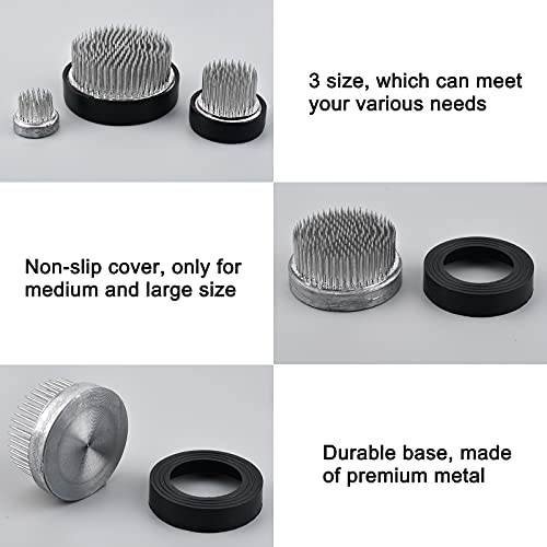 Wandic 3Pcs Flower Frog, Round Flower Holders Flower Arranging Bases Floral Pin Frog With Stainless Steel Needle For Floral Arrangement Art Home Office Decoration #TOP2