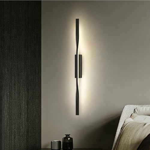 Aplique de pared LED negro de 90cm con luz blanca para iluminar pasillos y salones modernos