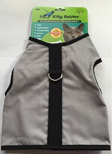 Peitoral para Gatos Kitty Holster de Algodão com Fechamento de Gancho e Laço Crazy K Farms, Gray, XS
