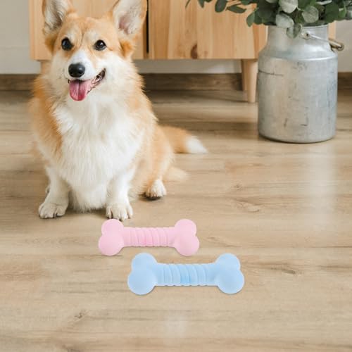 Artibetter 4 Stück Hundespielzeug Kauknochen aus TPR Gummi Mittelgroß Interaktives Beschäftigungsspielzeug für Hunde zur Zahnreinigung und Zahnpflege