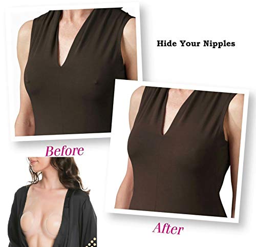 Silicone Nipple Cover, 6 Pairs Reusable Breast Pasties, Adhesive Invisible Petals Stickers for Women & Men, Waterproof Ultra Thin Nippleless Covers Nude2
