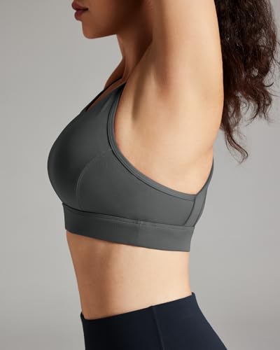 Image of QUEENIEKE BareFlow Women's Sports Bras with Phone Pocket Medium Impact Padded Racerback Workout Gym Crop Top Running Yoga Bra