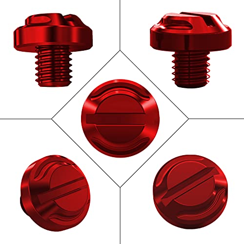 Image of 4pcs Motorcycle Red Mirror Hole Plugs 2 Regular+2 Reverse M10x1.25 (Red, M10>2 regular + 2 reverse)
