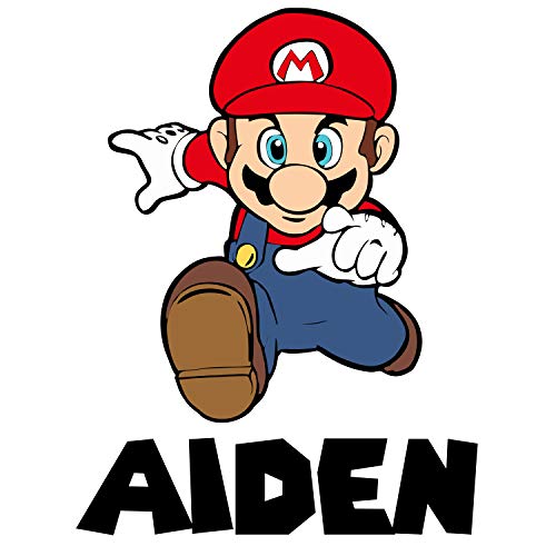 Custom Name Wall Decals Kids Bedroom Wall Decor Mario Wall Art Super Boys Mural Decal Gift Super Vinyl Wall Stickers Removable (30