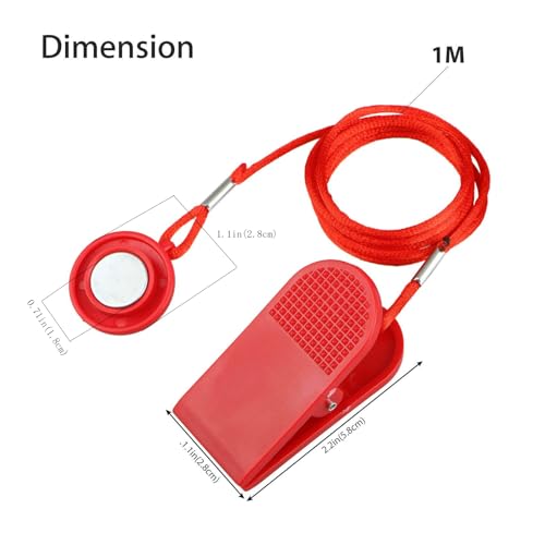 Laufband Sicherheitsschlüssel,Universal Laufband Magnet Sicherheitsschloss Magnetischer Sicherheitsschalter für Laufbänder Not-Stop-Zubehör für die meisten Laufbänder Rot 1.8mm