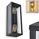 MODERNE AUßENLEUCHTE: Stylische Eingangsbeleuchtung 2-flammig aus Metall in Anthrazit mit Glaseinsätzen, eckige Fassadenlampe im futuristischen Design, ideal als Beleuchtung für den Eingangsbereich.