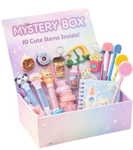 Image of Le Delite Kids Stationery goody Gift Box, any 10 Piece Cute Items, Party Return Gifts, Birthday Favors, School Supplies with Pen, Pencil, Eraser, Sharpener, Keychain, Diary, Bookmark, Folder, Tape