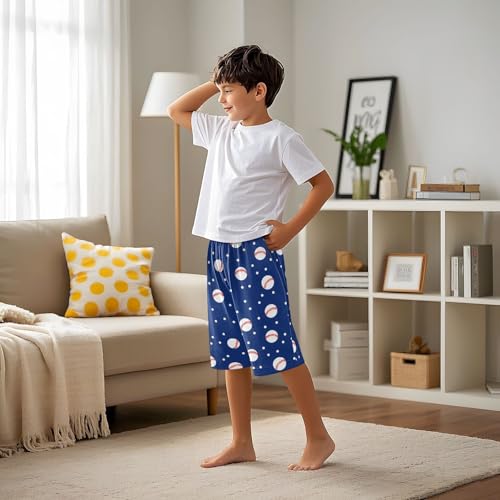 ALAZA Baseball Polka Dot Ball Blue Pajama Shorts Sleep Shorts Pant Lounge Pajama Bottoms Elastic Waist with Pockets4