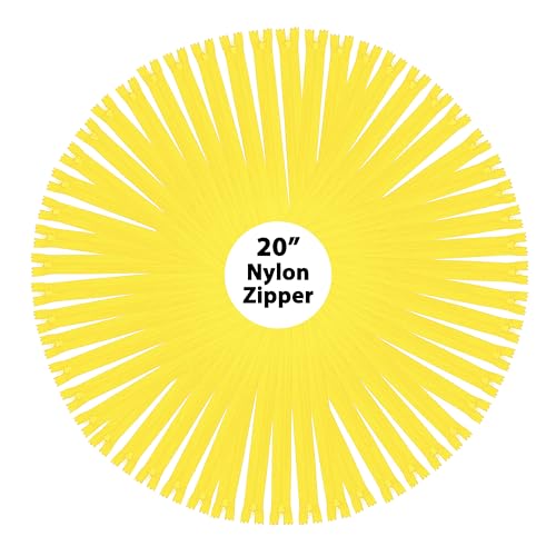 Mandala Crafts 60 PCs Yellow Closed-End 20 Inches Nylon Zippers for Sewing
