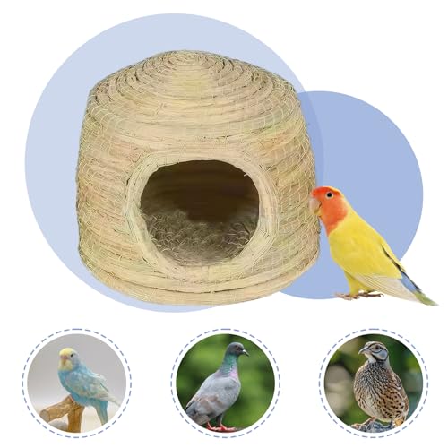 Nichoir à oiseaux portable en paille pour cage à perruche et pigeon