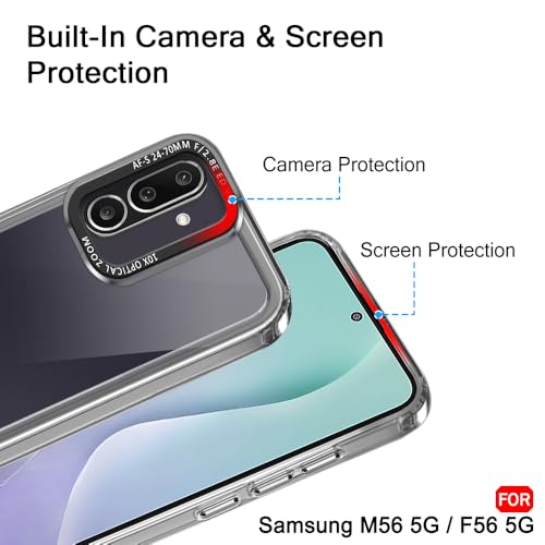 Image of TheGiftKart Hybrid Shockproof Back Cover Case for Samsung Galaxy M56 5G / F56 5G | Stylish Camera Border | Electroplated Buttons | Crystal Clear Hard Back Cover Case (TPU & PC, Smoked Bumper)