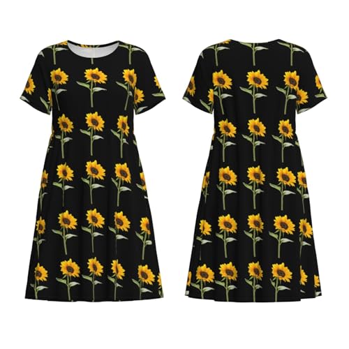 Robe d'été décontractée avec poches et manches courtes col rond - 4