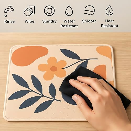 Image of Mousepad for Desk | Smooth Waterproof Surface, Anti-Slip Rubber Base, Durable & Comfortable Mouse Pad for Office, Laptop & Computer (Abstract Leaf Patten)