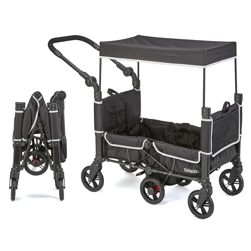 Image of Kolcraft Cloud 360 Lightweight Double Baby Stroller Wagon for Two Kids Toddlers, Ultra Maneuverable Collapsible Cart with Deep Footwell, Storage Pockets Adjustable Handle Easy in and Out