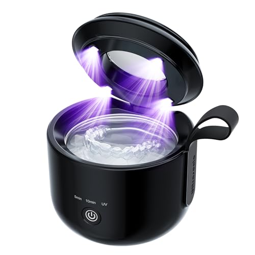 Limpiador Ultrasónico Inalámbrico para Prótesis Dentales, 48 kHz, 125 ml, 3 Modos, Luz UV, Batería 2000 mAh