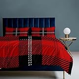 FNUPI Red Scottish Seamless Tartan Plaid 3 Pieces Bedding Set Twin/Full/Queen/King Size Comforter Set 86'x70' Includes 1 Comforter, 2 Pillow Shams for Kids Women Men