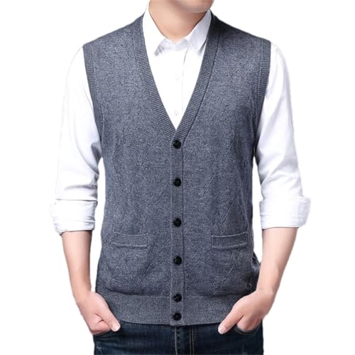 Men Knitted Cardigan Tank Top Vest Men's Knitted Sleeveless Sweater