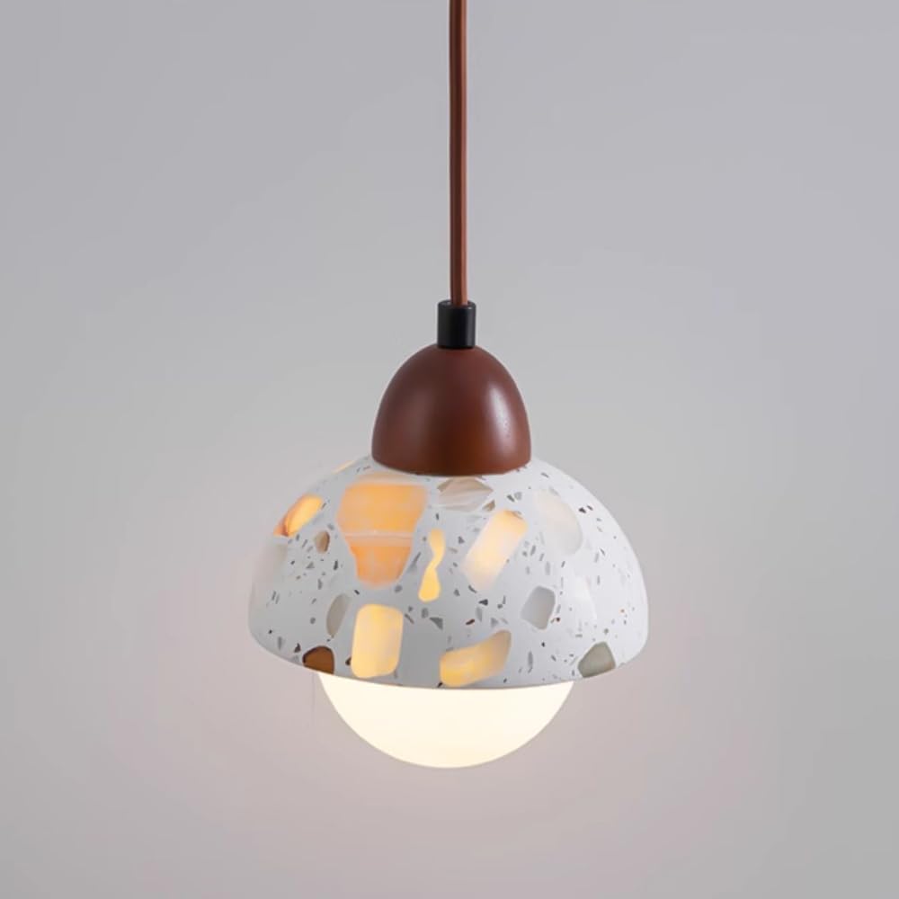 Lustre en bois Wabi-Sabi et terrazzo pour sublimer votre salle à manger