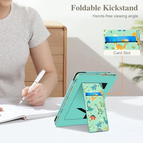 Image of Fintie Case for 7 inch /6.8 inch Kindle Paperwhite(12th /11th Generation-2024 /2021) and Kindle Colorsoft Signature Edition -Slim Foldable Stand Cover Auto Wake /Sleep for Paperwhite 2024, Dinosaur