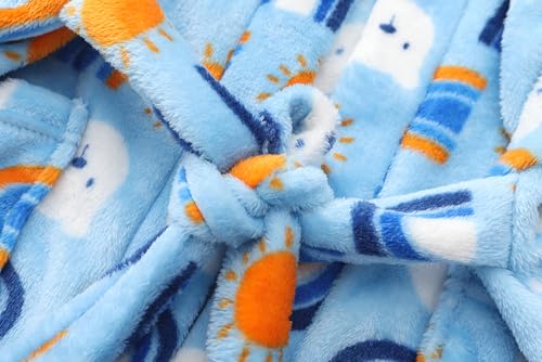 Image of Kids Hooded Bathrobe Girls Soft Plush Hooded Flannel Pajamas Sleepwear Boys Spa Robe