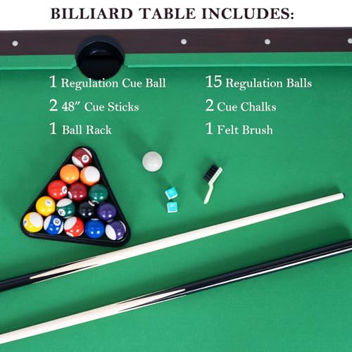 RAYKEEP 6ft Billiard Table, Portable Pool Table Set, Heavy-Duty Game Table with Cues, Balls, Triangle, Chalks and Brush for Adults Kids Home Game Room - Image 3