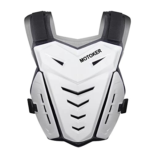 Motoker Adult Youth Motocross Chest Protector Riding Armor Vest Dirt Bike Back Protector Motorcycle Racing (White) #TOP3