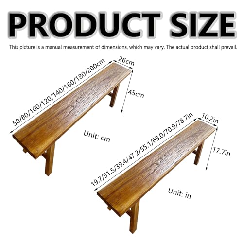 DSEWTEZXI Banco de comedor de madera para interiores, banco delgado de entrada de madera rústica para extremo de la cama (50 cm) - imagen 3