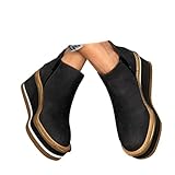 Platform Wedge Ankle Boot For Women,Women's Boots Casual Round Toe Fashion Sneakers Leather Chunky Bottom High Heels Walking Shoes Winter Fall Dress Comfortable Short Booties