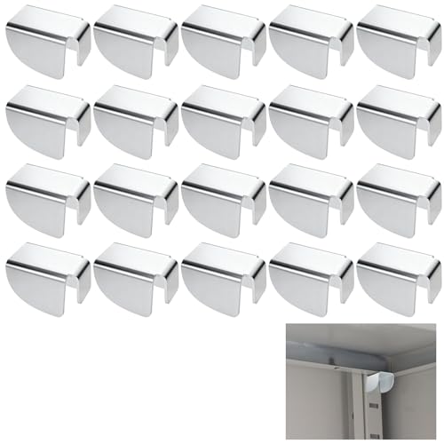 20 Pack Medicine Cabinet Shelf Clips Metal Shelf Clips Bracket Replacement Removable Shelving Support Clips Attachement Easy to Install Ideal for Garage Cabinet and Kitchen Storage Cabinets