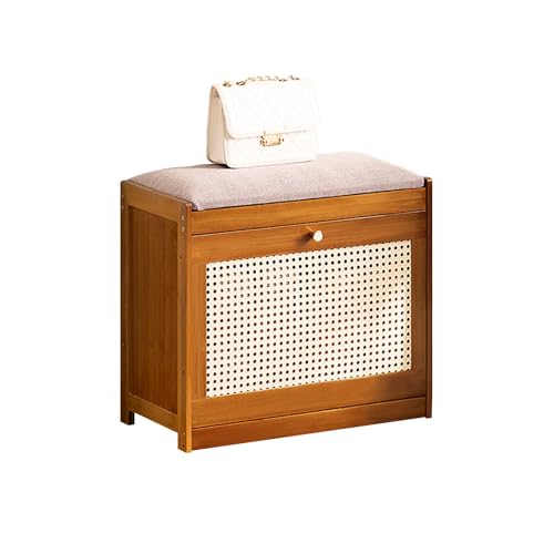 Banc d'entrée marron de 50 cm, tabouret multifonctionnel et léger pour salon