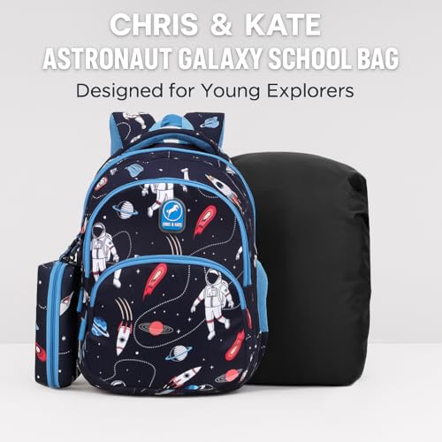 Image of Chris & Kate Premium 32 L Multi-Print School Bag for Boys Girls and Kids Spacious Interiors Casual Backpack Perfect for School, College, Everyday Use Includes Free Stationery Pouch and Rain Dust Cover