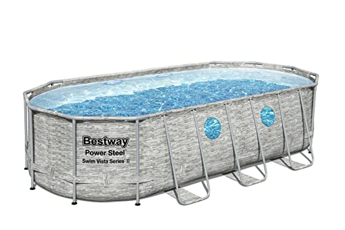 Bestway Power Steel™ oval pool ovan mark SwimVista™ grå steneffekt - 549 x 274 x 122 cm