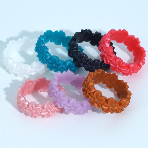 7/4 Packs Silicone Rings for Women – Soft and Pretty. Comfortable, Breathable, Stackable Rings. Lightweight Rubber Womens Engagement Ring & Wedding Band. Lucky Flower Collection4