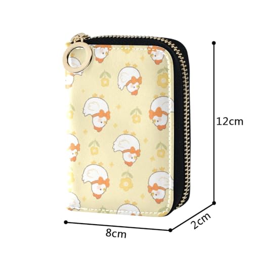 Women's Cute Chicken Yellow Credit Card Holder Wallet Leather Zipper Card Case for Ladies Girls 203012172