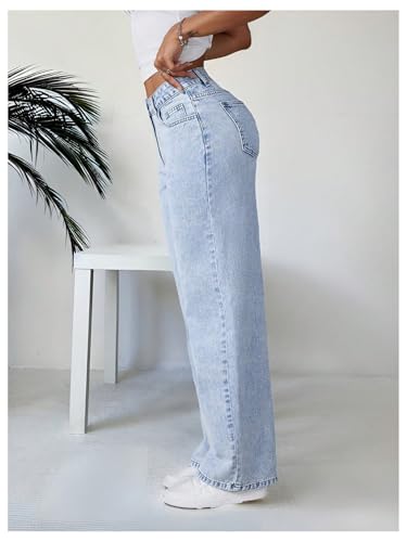 WDIRARA Women's Graphic Embroidery Baggy Jeans Streetwear Straight Leg Denim Pants3