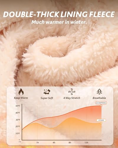 CAMPSNAIL Fleece Lined Leggings Women - Thick Soft High Waisted Black Tummy Control Thermal Warm Velvet Pants for Cold Winter