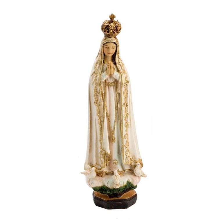 Figurine Vierge de Fatima résine peinte à la main statue religieuse de 22 cm