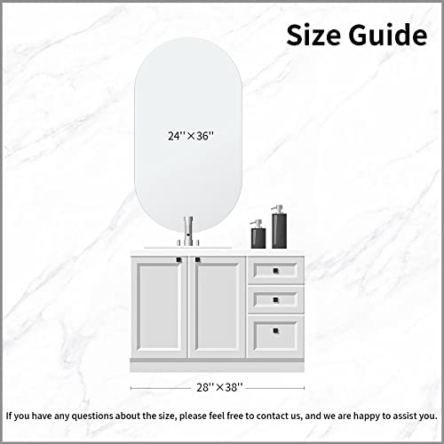 Koonmi Frameless Bathroom Mirror 24"X36", Oval Wall Vanity Mirror For Bedrooms, Entryways, And Living Rooms, Rectangle Mirrors For Wall Hangs Horizontal Or Vertical #TOP4