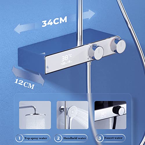 Robinet de douche mural anti brûlure avec écran LED de température - 5